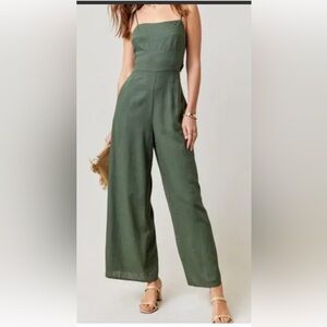 AUDREY PARKS Elegant Green Wide-Leg Jumpsuit Size XS D17